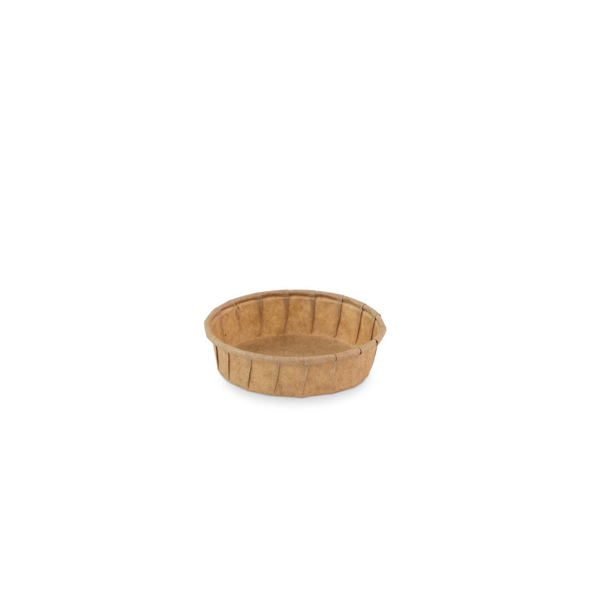 Bakje papier (FSC®) rond laag bruin 1.0oz / 30ml – ø 60 x h15mm