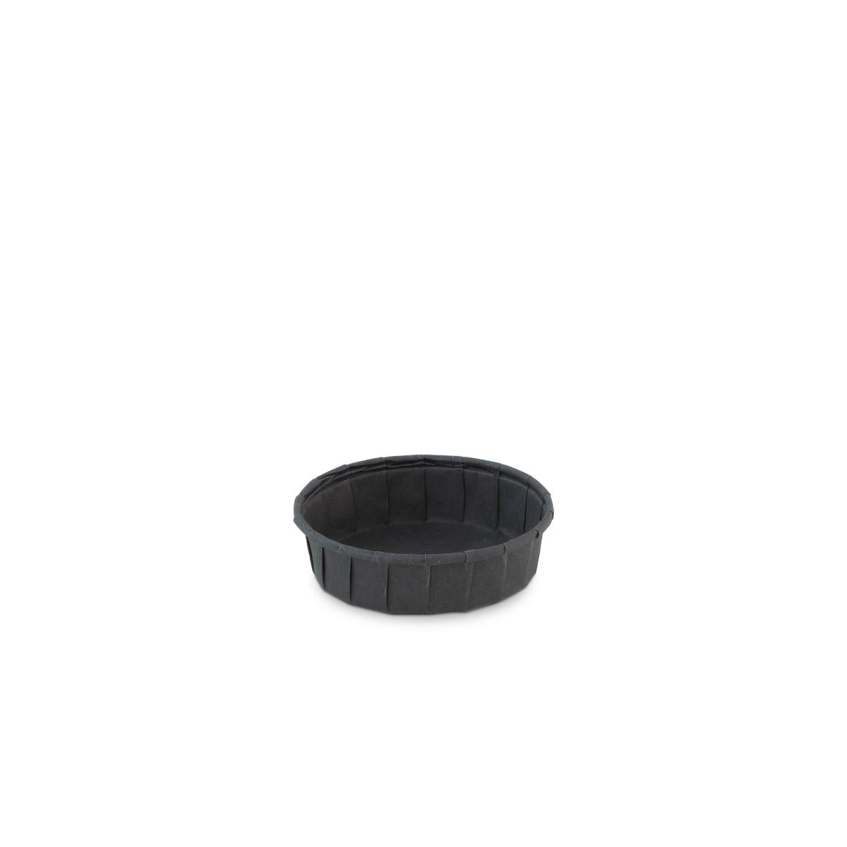Bakje papier (FSC®) rond laag zwart 1.0oz / 30ml – ø 60 x h15mm