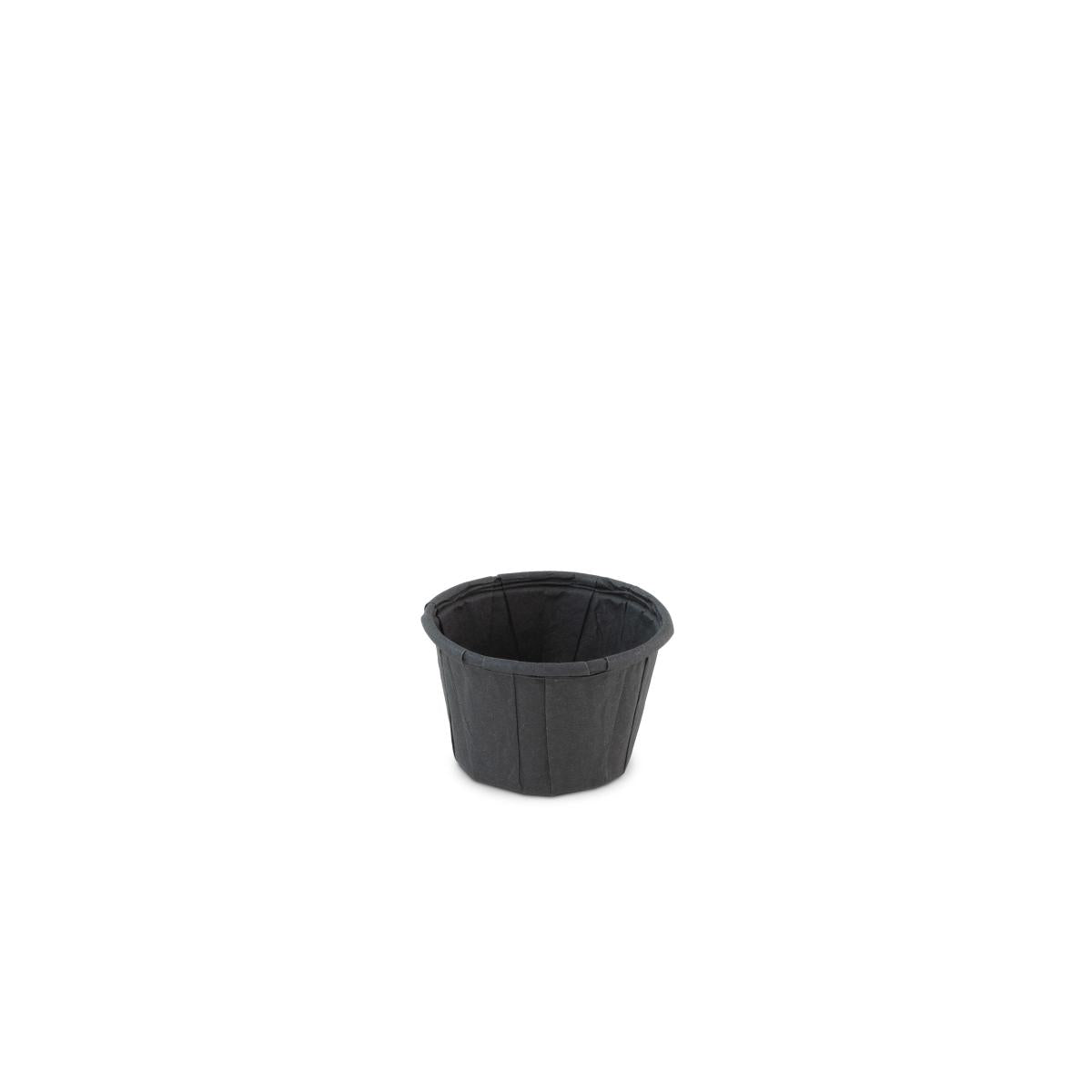 Bakje papier (FSC®) rond zwart 1.0oz / 30ml – ø 44 x h27mm