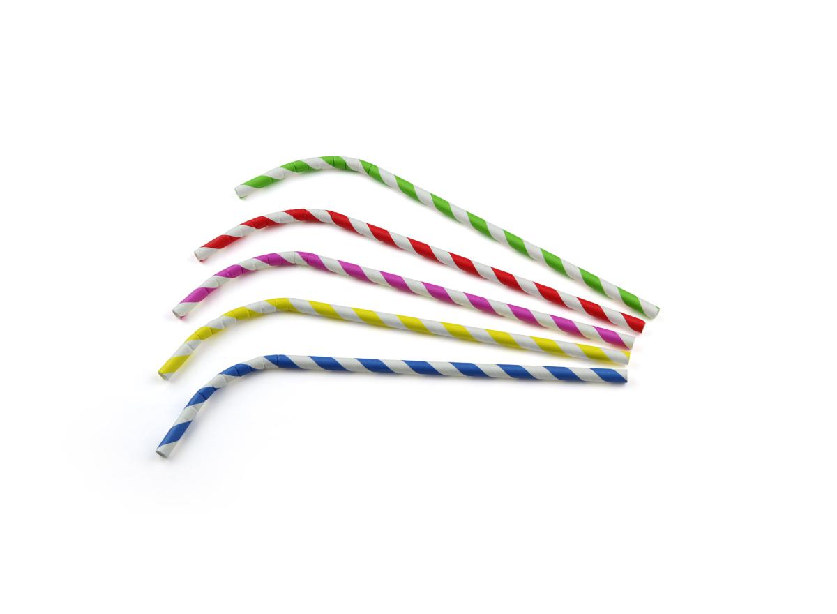 Papel de paja para doblar (FSC®) rayas surtidas ø 6 mm / 24 cm