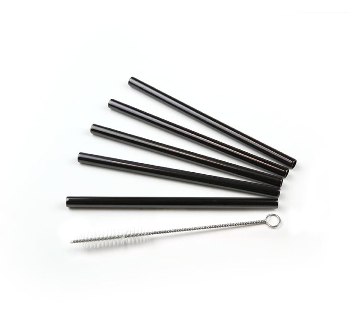 Pajita para beber de acero inoxidable negra ø 8 mm / 15 cm