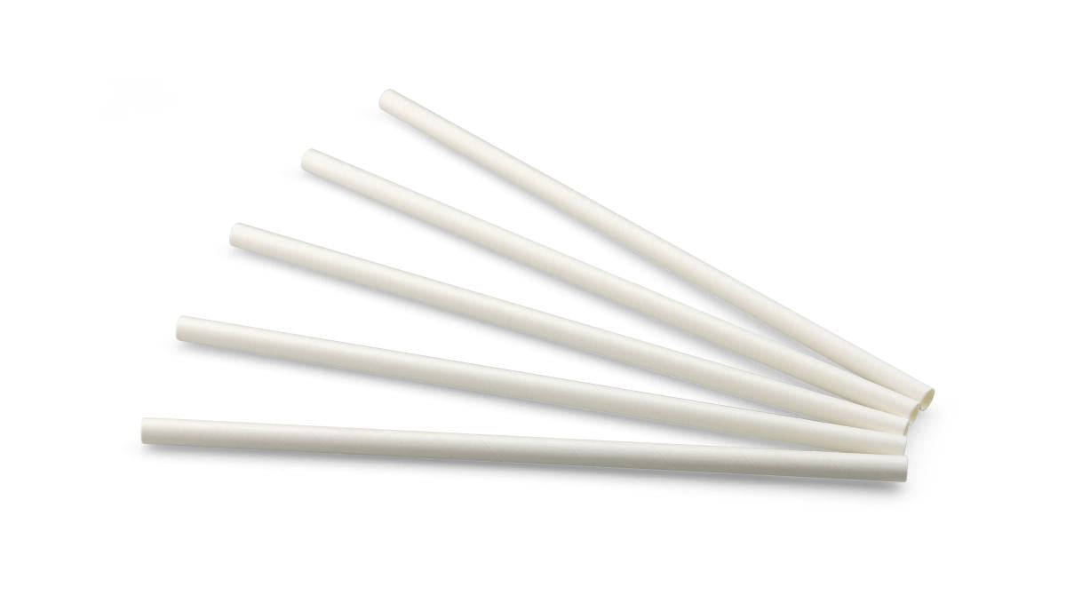 Pajita de papel (FSC®) blanca 5 pajitas – ø 8 mm / 24 cm
