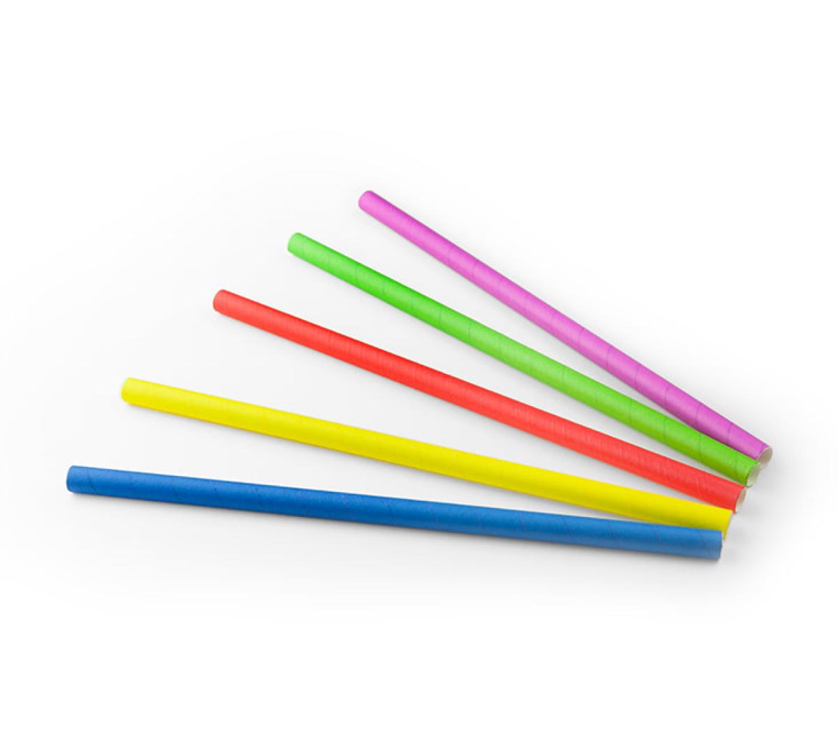 Pajitas de papel (FSC®) surtidas, 5 pajitas – ø 10 mm / 24 cm