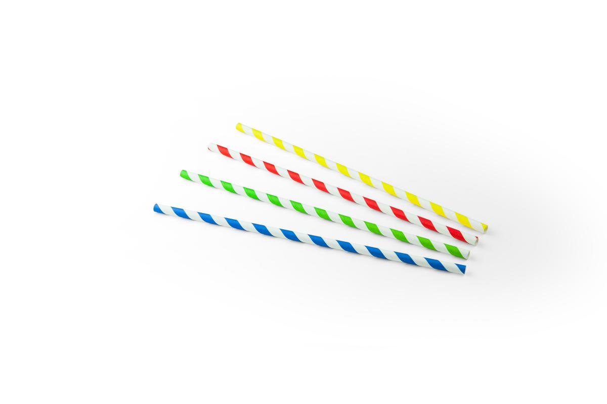 Papiertrinkhalme (FSC®) gestreift, sortiert, ø 6 mm / 23 cm