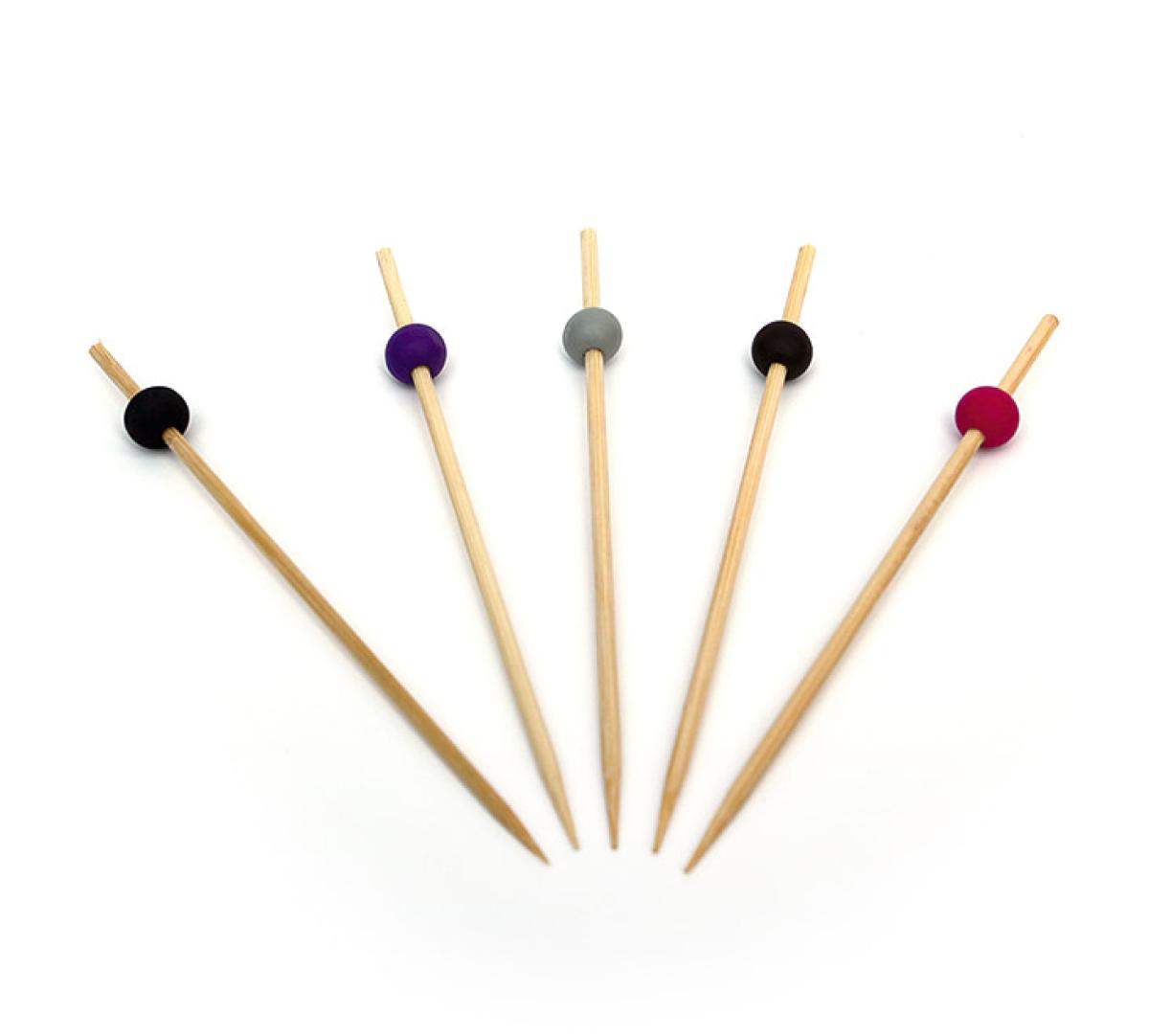 Prikker bamboe met bol assorti – 120 mm