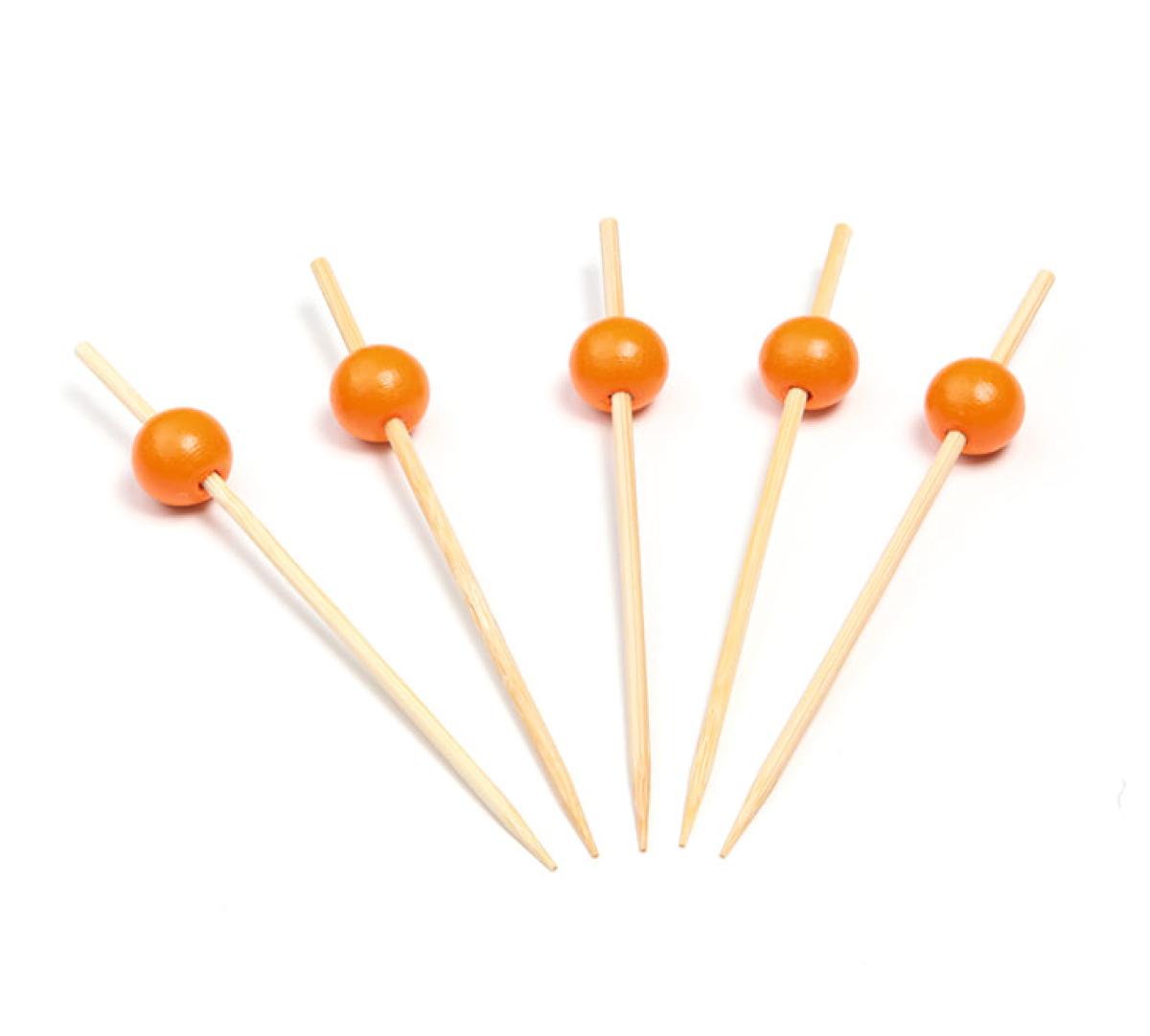 Brocheta de bambú con bola naranja – 120 mm
