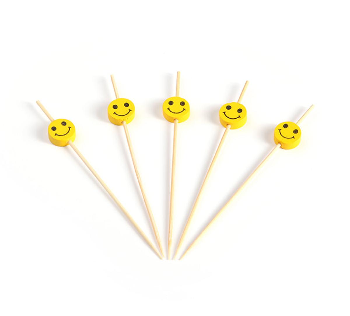 Bambusspieß mit Smiley – 120 mm