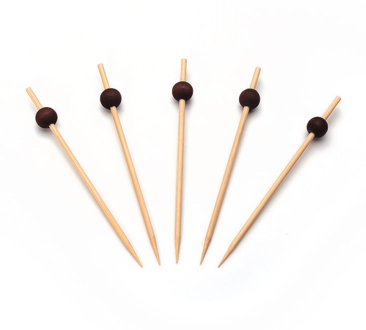 Prikker bamboe met zwarte bol – 120 mm