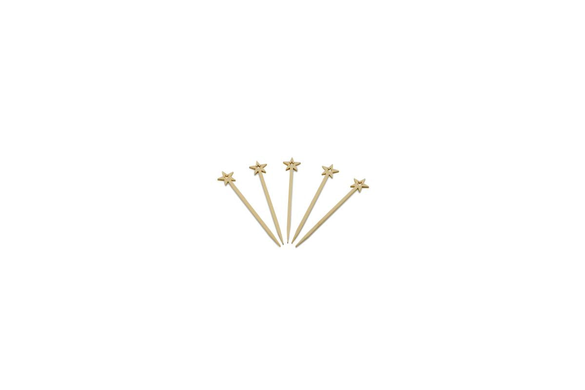 Brocheta de bambú en forma de estrella – 100 mm