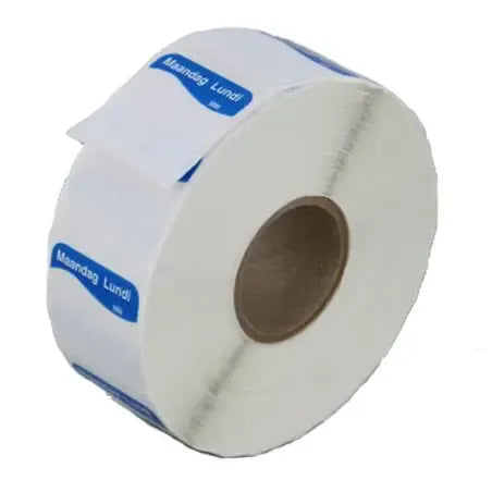 Daglabel ma–zo, beschrijfbaar, papier, 25×25mm
